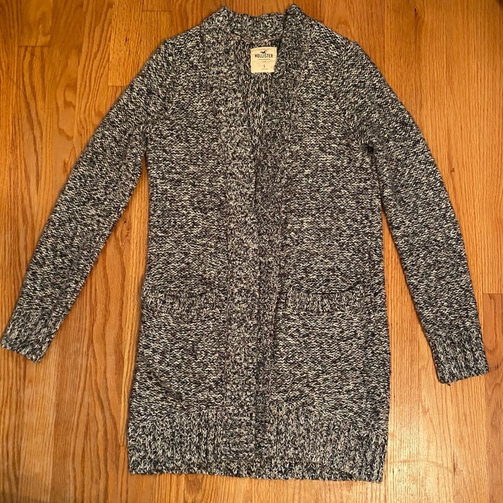 Hollister long gray cardigan with pockets